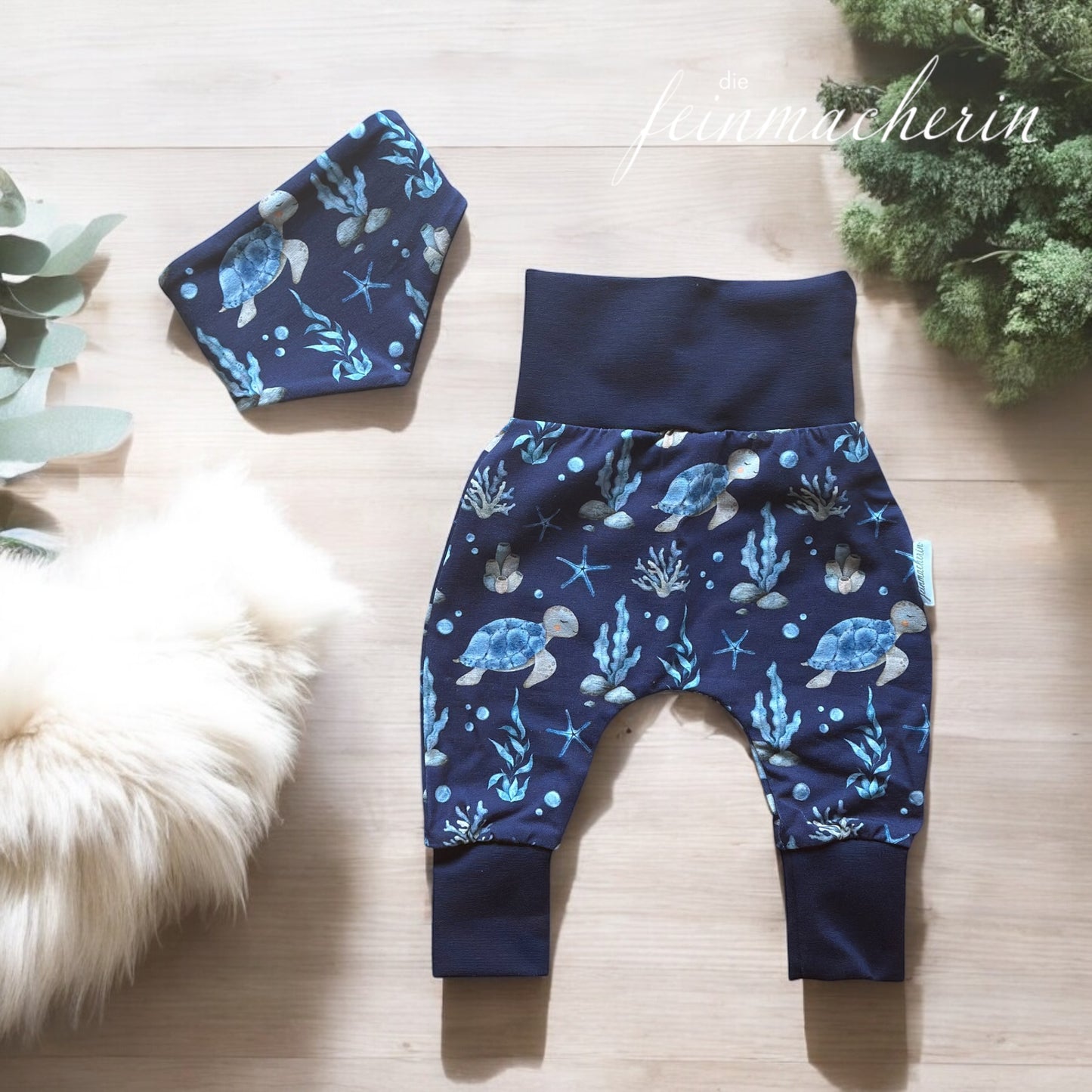 Baby-Geschenk-Set Meerestiere/dunkelblau