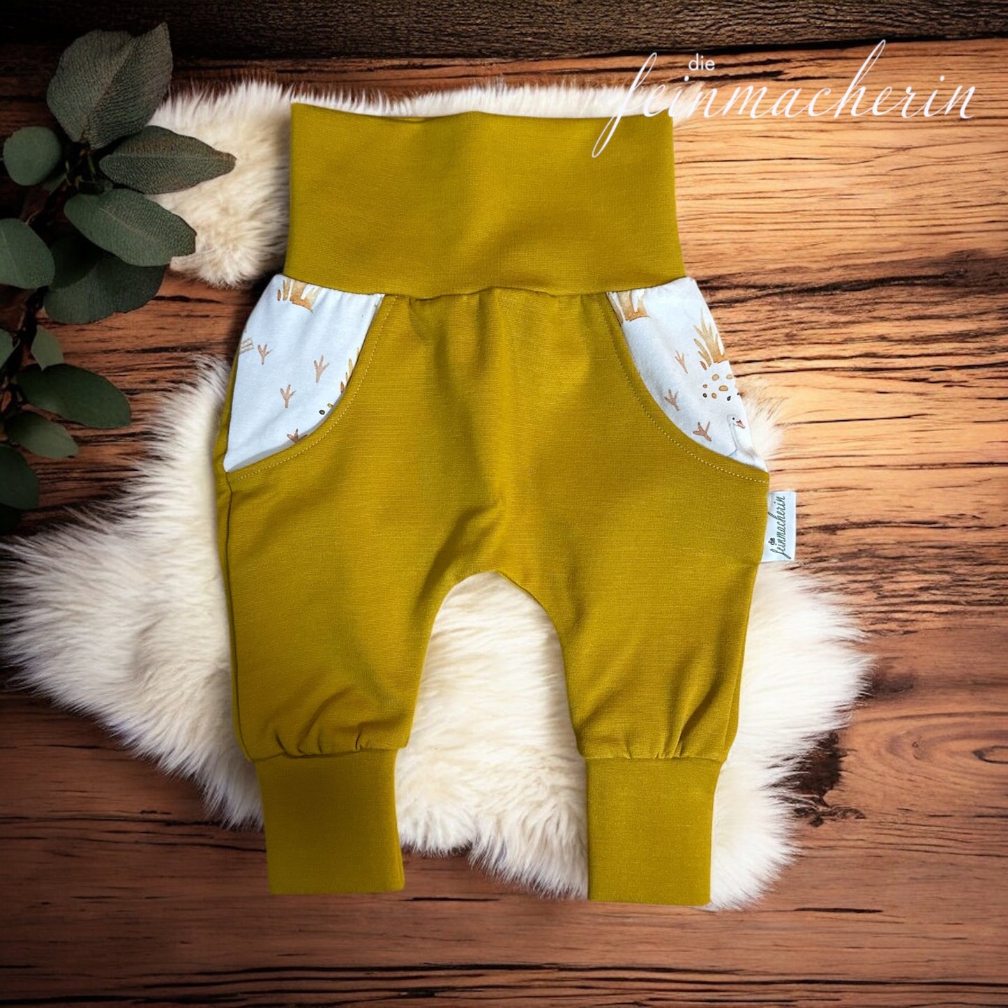 Pumphose Gänse weiß/gelb