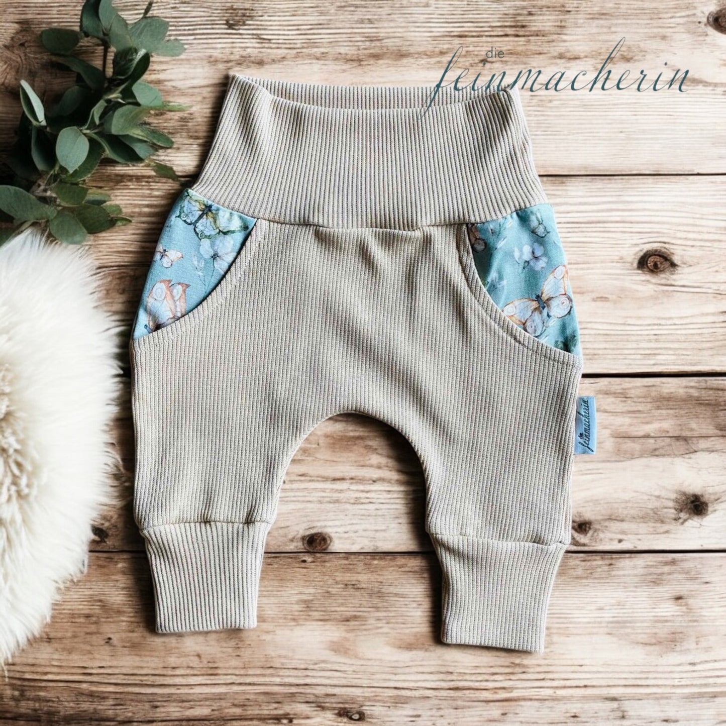 Pumphose Schmetterling beige/mint