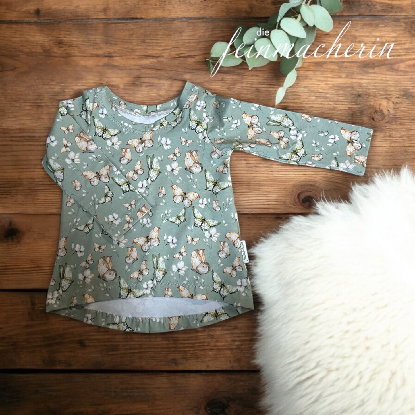 Langarm Shirt Schmetterling mint