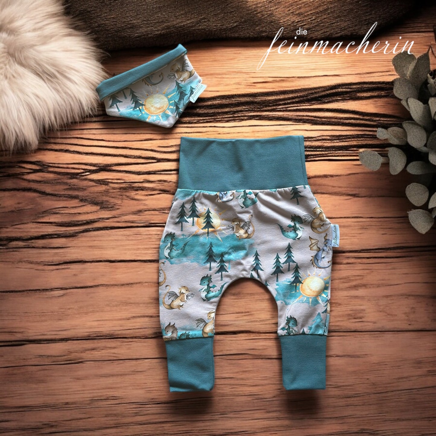 Baby-Geschenk-Set Drachen/petrol